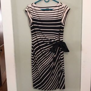 Black and cream cap sleeve dress